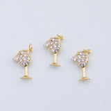 18K Gold PVD Wine Glass Charm 15x20mm - Tarnish Resistant