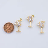 18K Gold PVD Wine Glass Charm 15x20mm - Tarnish Resistant