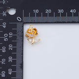 18K Gold PVD Rose Charm 16x12mm Flower Charms Pendant Charms - Tarnish Resistant