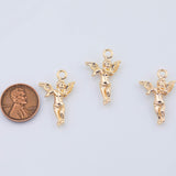 18K Gold PVD Cupid Angel with Wings Charm 18x27mm Charms Pendant Charms - Tarnish Resistant