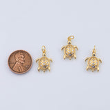 18K Gold PVD Turtle Charm 18x13mm Dotted Sea Turtle Tortoise Ocean Beach Charms Pendant Charms - Tarnish Resistant