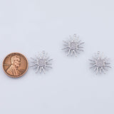 18K Gold PVD Sun Burst Charm 17mm White Sunburst Pendant Charms - Tarnish Resistant