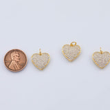18K Gold PVD Plain Heart Charm Heart Pendant 15x16mm - Tarnish Resistant