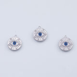 18K Gold PVD evil eye charm 16mm white sapphire blue eye pendant charms - Tarnish Resistant