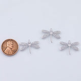 18K Gold PVD Dragonfly Charm 16x21mm Damselfly White Pendant Charms - Tarnish Resistant