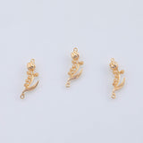 18K Gold PVD Rose charm 10x22mm flower charm - Tarnish Resistant