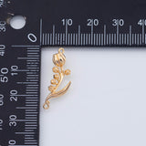 18K Gold PVD Rose charm 10x22mm flower charm - Tarnish Resistant