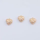 18K Gold PVD Heart Strawberry Charm 12mm - Tarnish Resistant