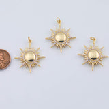 18K Gold PVD sun north star charm 28mm charms pendant charms - Tarnish Resistant