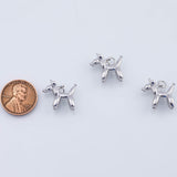 18K Gold PVD Dog Poodle Charm 3D 17x15mm White Charm s Pendant Charms - Tarnish Resistant