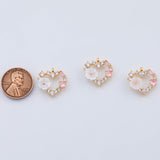 18K Gold PVD Heart wreath flower charm - Tarnish Resistant