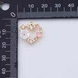 18K Gold PVD Heart wreath flower charm - Tarnish Resistant
