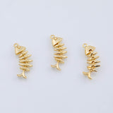 18K Gold PVD Fish with flexible spine charm - Tarnish Resistant