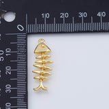 18K Gold PVD Fish with flexible spine charm - Tarnish Resistant