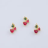 18K Gold PVD Heart Berries Strawberry fruit charm Strawberries - Tarnish Resistant