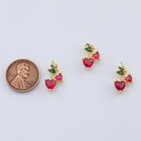 18K Gold PVD Heart Berries Strawberry fruit charm Strawberries - Tarnish Resistant