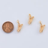 18K Gold PVD Leaf Feather charm - Tarnish Resistant