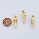 18K Gold PVD Fish with flexible spine charm - Tarnish Resistant