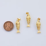 18K Gold PVD Fish with flexible spine charm - Tarnish Resistant