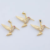 18K Gold PVD 18K Gold PVD hummingbird charm 27x24mm - Tarnish Resistant