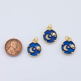 18K Gold PVD Blue celestial charm planet comet moon star stars 16mm charm pendant charms - Tarnish Resistant