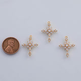 18K Gold PVD Cross charm 17x23mm rose cut charm pendant charms - Tarnish Resistant