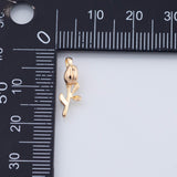 18K Gold PVD rose charm 6x17mm birth month flower rose pendant charms - Tarnish Resistant