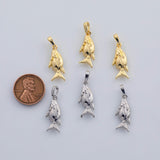 18K Gold PVD Fish Charm 9x22mm Beach Ocean Charms Pendant Charms - Tarnish Resistant