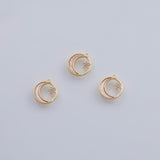 18K Gold pvd Clear Moon Star Charm 12mm Mother of Pearl Celestial Star Crescent Moon Open Pendant | AA685 - Tarnish Resistant