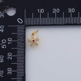 18K Gold PVD Flower charm 7mm 5 petal flower ruby red center 22k charms pendant charms - Tarnish Resistant