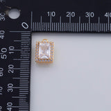 18K Gold PVD rectangle diamond charm halo 9x13mm pendant charms - Tarnish Resistant