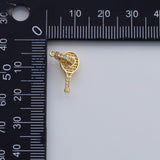 18K Gold PVD Tennis pickle ball racket connector racquet charm pickleball with sport component 8x20mm - Tarnish Resistant