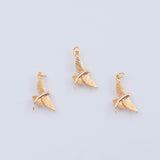 18K Gold PVD Flying Fish Bird charm 12x21mm flying - Tarnish Resistant
