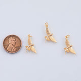18K Gold PVD Flying Fish Bird charm 12x21mm flying - Tarnish Resistant
