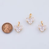18K Gold PVD Classic Heart Charm 14x14mm White Pendant Charms - Tarnish Resistant