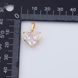 18K Gold PVD Classic Heart Charm 14x14mm White Pendant Charms - Tarnish Resistant