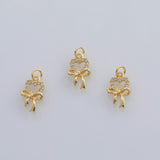 18K Gold PVD Heart bow charm 9x15mm 22k charms pendant charms - Tarnish Resistant