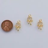 18K Gold PVD Heart bow charm 9x15mm 22k charms pendant charms - Tarnish Resistant