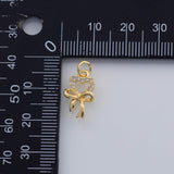 18K Gold PVD Heart bow charm 9x15mm 22k charms pendant charms - Tarnish Resistant