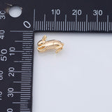 18K Gold pvd 3D Rabbit Charm Easter Bunny Jack Rabbit Jackrabbit Hare 8x13mm Pendant Charms - Tarnish Resistant