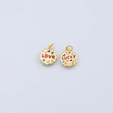 18K Gold PVD Love lucky charm double sided 13mm charm pendant charms - Tarnish Resistant