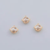 18K Gold PVD Planet Mother of Pearl Charm 6mm Pendant Charms 1 piece per order - Tarnish Resistant