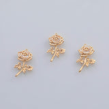 18K Gold pvd Rose Charm Mother of Pearl Charm 12mm Pendant Charms 1 piece per order - Tarnish Resistant