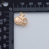 18K Gold PVD ping pong table tennis pickle ball racket racquet charm with sport inspired 15x15mm - Tarnish Resistant