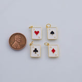 18K Gold PVD Poker cards ace 10x13mm Bar s Gold Charms - Tarnish Resistant