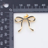 18K Gold PVD White Enamel Bow ribbon charm - Tarnish Resistant