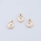 18K Gold PVD Mother of pearl rose flower charm - Tarnish Resistant