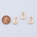 18K Gold PVD Mother of pearl rose flower charm - Tarnish Resistant