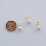 18K Gold PVD Real Freshwater Pearl charm - Tarnish Resistant