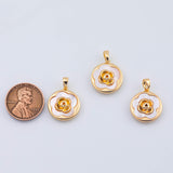 18K Gold PVD Flower rose charm on mother of pearl face - Tarnish Resistant